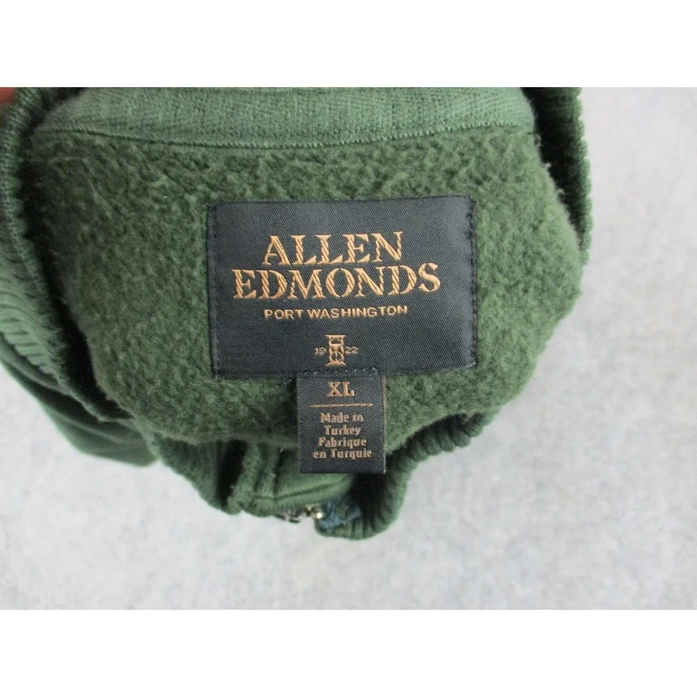 Allen Edmonds Jacket Mens Extra Large Green Bomber Fleece Lined Full Zip Pockets